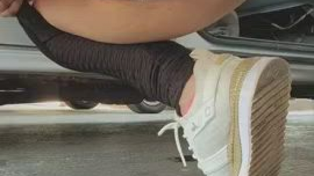 Plugged and pissing outdoors