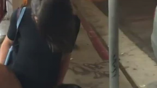 Peeing in a crowded street and getting caught