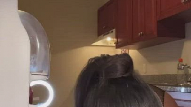 Stepson fucks stepmom while looking for something to eat
