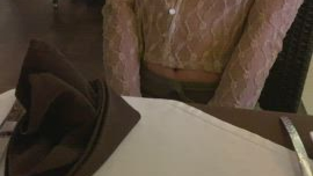 Sheer and braless on our dinner date [GIF]