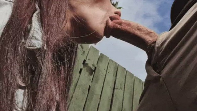 [/r/nsfw_goth] Throating a Cock in the Backyard!