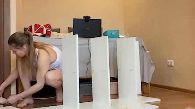 Flexible Russian Tests Her Toys & Creams All Over