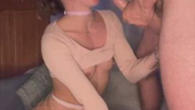 dirty little slut in her cute pink outfit