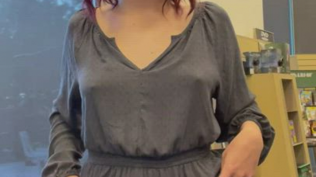 Little strip tease while an older gentleman kept eyeing me from across the store