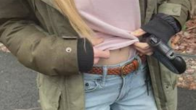 Multitasking: dog walking & flashing (f)
