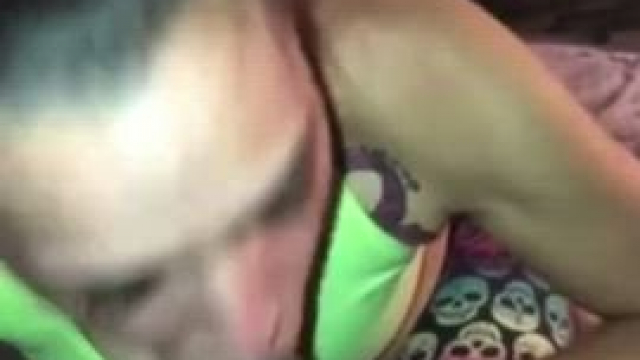 Freak gets down on a big dick and enjoys a load down her throat