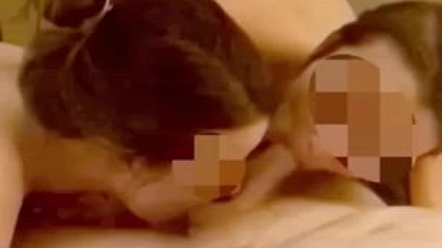 While he was getting his cock sucked by two ladies, his wife got a full shot of 