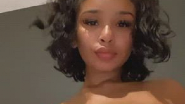 Cute ebony with huge tits