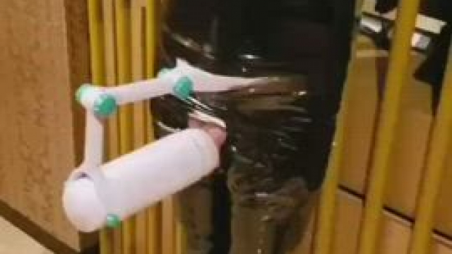 Mummification + Nipple Stimulators + Automatic Cock Milker = One Happy Male Cow