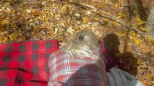 I love getting bent over next to a hiking trail, wish I had someone in front of 