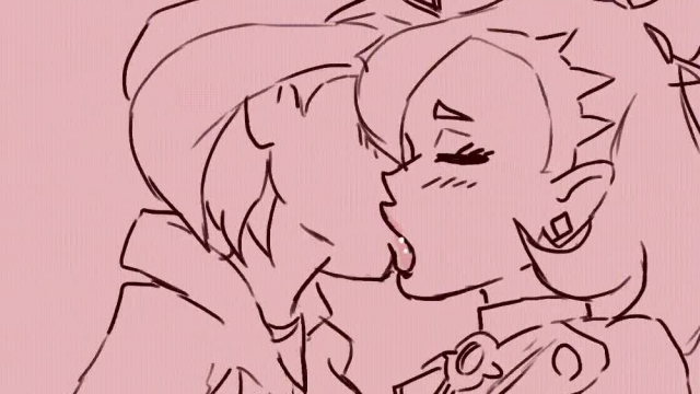 Marnie and Gloria kissing [Pokemon]