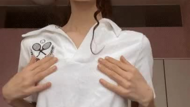 Showing up my cute boobies after tennis set