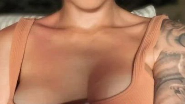 Blonde girl flashing her tits