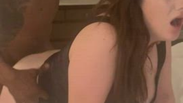 Popping my tit out for my bull to grab while he fucks me hard in front of my hus