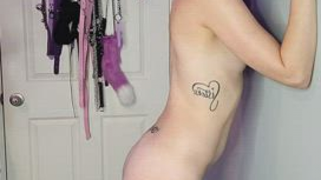 Daddy uses the little purple flogger on me