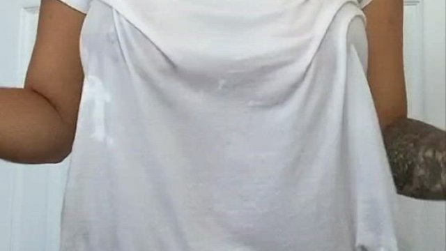 Just my brown MILF tits in a wet white top.