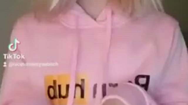 Hoodie girl riding dildo