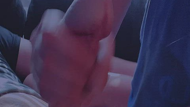 Love stroking his monster cock till he shoots ropes