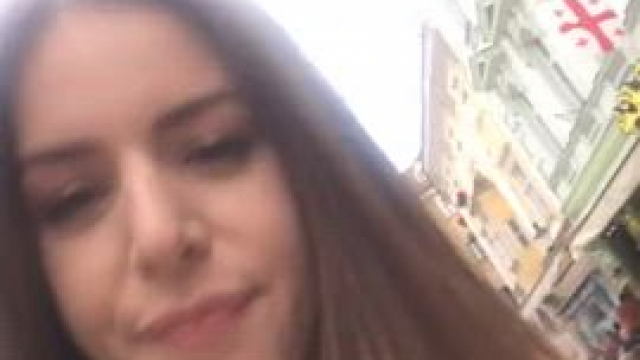 Big tits in public