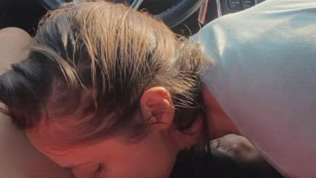 Eating her pussy in the parking lot was fun! [GIF]