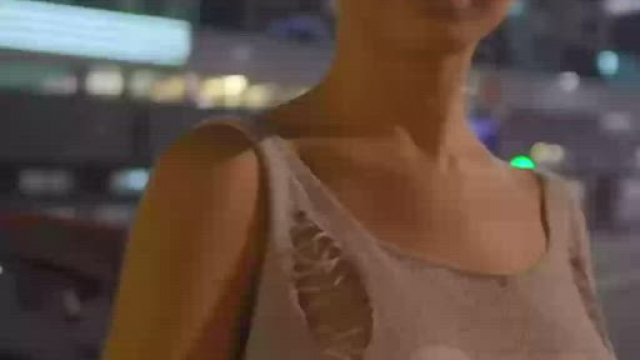 Cute blonde changing in public