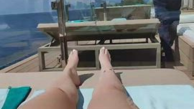 Trying to act casual while leaving my pussy exposed for the jacuzzi cleaners to 