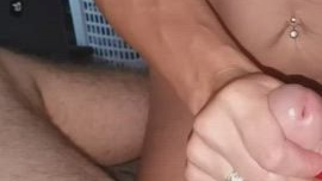 handjob by big tits girl