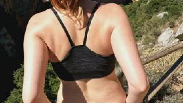 Ass spreading with a view - on my hike [GIF]