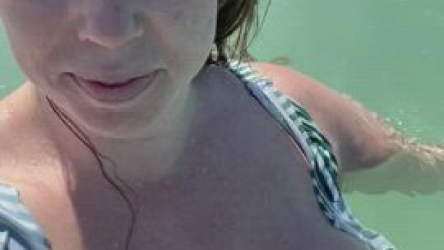 Don’t go in the water unless you like MILF tits! [gif]