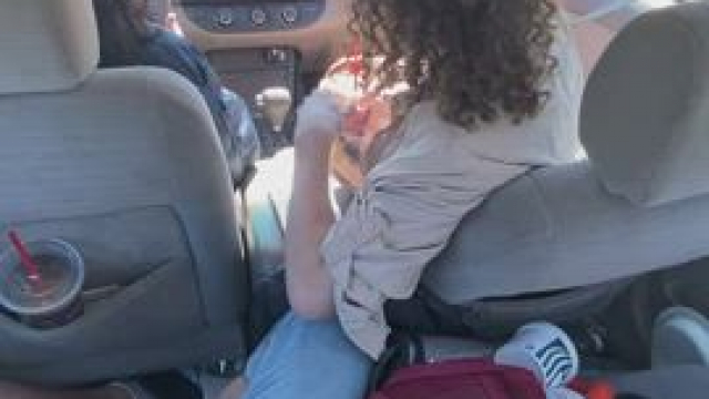 Mom loves touching me in the back seat… the driver has no idea! [mf] milf