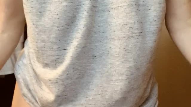 Baggy t shirt, Milf boobs underneath