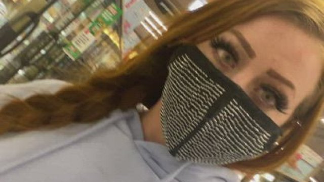Redhead Flashing while Shopping